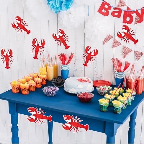 Glenmal 50 Pcs Crawfish Cutout Party Decoration 7 Inch Crawfish Boil Party Decorations Mardi Gras Red Lobster Cardboard or Seafood Boils Shrimp Decorative Birthday Baby Shower Picnic Decor Supplies in Saudi Arabia