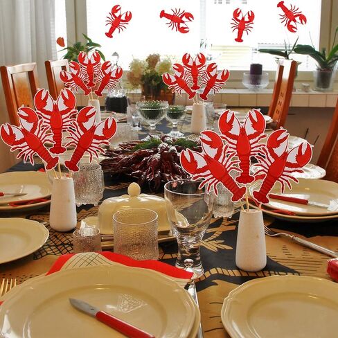 Glenmal 50 Pcs Crawfish Cutout Party Decoration 7 Inch Crawfish Boil Party Decorations Mardi Gras Red Lobster Cardboard or Seafood Boils Shrimp Decorative Birthday Baby Shower Picnic Decor Supplies in Saudi Arabia