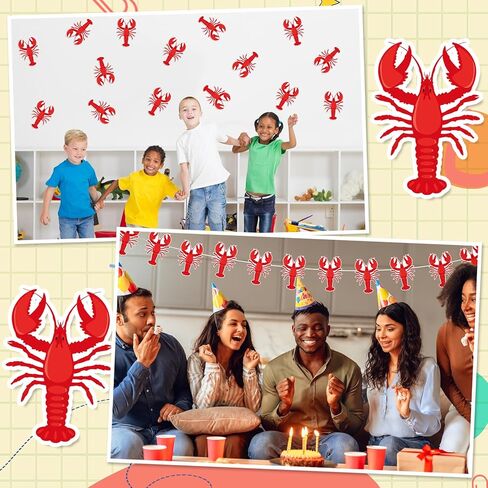 Glenmal 50 Pcs Crawfish Cutout Party Decoration 7 Inch Crawfish Boil Party Decorations Mardi Gras Red Lobster Cardboard or Seafood Boils Shrimp Decorative Birthday Baby Shower Picnic Decor Supplies in Saudi Arabia