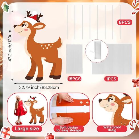 Weysat 4 ft H Reindeer Cardboard Cutout Stand up Christmas Reindeer with Santa Hat Photo Booth Props Large Deer Backdrop for Xmas Winter Event Background Holiday Party Decoration in Saudi Arabia