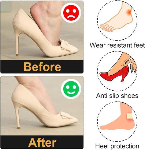 4 Pairs Heel Pads for Shoes Too Big, Heel Inserts for Shoes with Non-Slip Gel Dots, Heel Protectors Shoe Cushions, High Heel Comfort Pads for Women and Men (Black, Beige) in Saudi Arabia