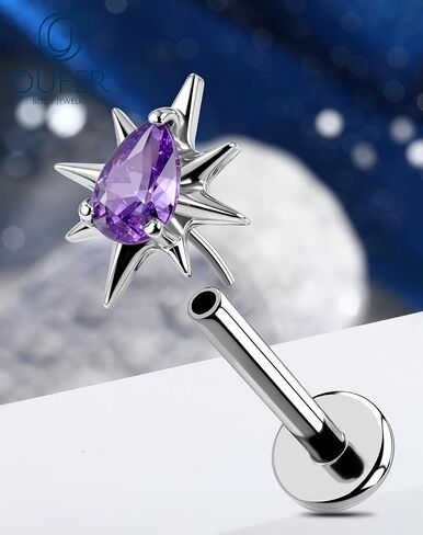 OUFER Gold Helix Piercing Jewelry 18G Star Shiny Drop Clear CZ Forward Helix الأقراط، G23 الصلبة التيتانيوم شقة الظهر دفع دبوس Labret الشفاه الغضروف محارة الزنمة ثقب المجوهرات للنساء الرجال in Kuwait