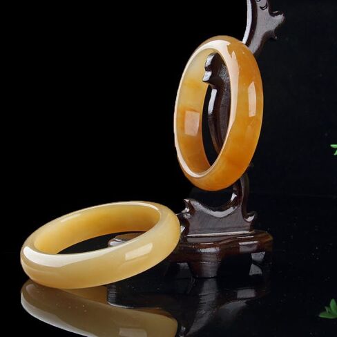 Yellow Natural HuangLongYu Bangle Bracelet for Women Healing Protection Good Luck Natural Gemstone Fengshui Jewelry for Wife Mother's Day Gift for Mom in Saudi Arabia