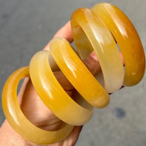 Yellow Natural HuangLongYu Bangle Bracelet for Women Healing Protection Good Luck Natural Gemstone Fengshui Jewelry for Wife Mother's Day Gift for Mom in Saudi Arabia