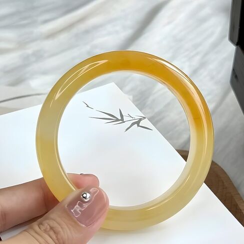 Yellow Natural HuangLongYu Bangle Bracelet for Women Healing Protection Good Luck Natural Gemstone Fengshui Jewelry for Wife Mother's Day Gift for Mom in Saudi Arabia