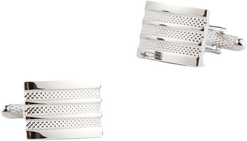 Men's Cufflink Set, Rectangular Silver Embossed Metal Design, Paired with a Gift Box, as an Accessory and Gift. Add Color to Your Clothing. in Saudi Arabia