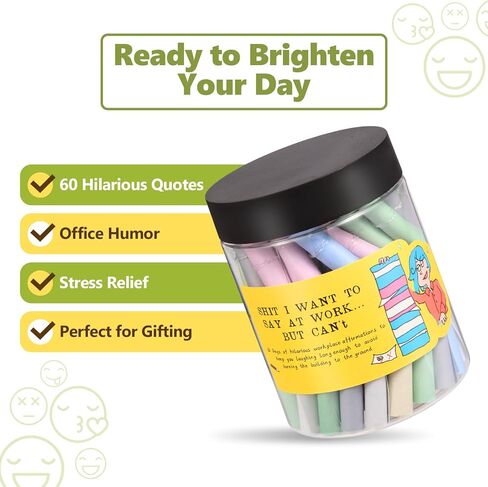 Hilarious Work Affirmation Jar - 60 Stress Relief Cards for Office Humor, Coworker Gag Gifts, Team Building Christmas, Retirement, Boss Employee, work Bestie, Friend Gifts Coworker Leaving ideas in Saudi Arabia