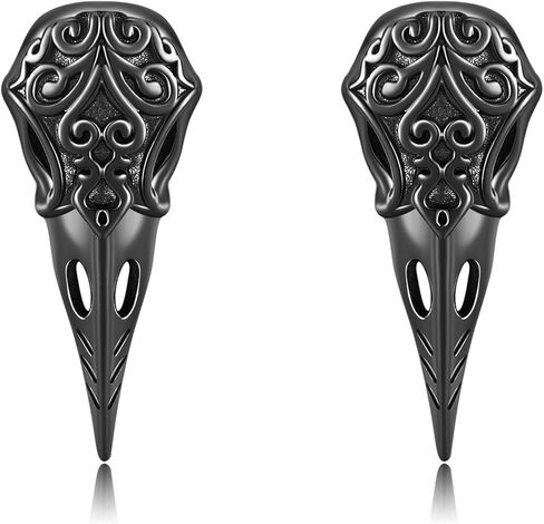 Viking Raven Earrings Sterling Silver Raven Skull Stud Earrings Norse Viking Jewelry Gifts for Women Men in Saudi Arabia