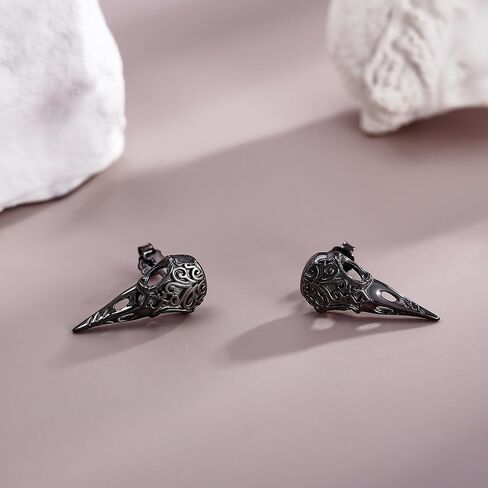 Viking Raven Earrings Sterling Silver Raven Skull Stud Earrings Norse Viking Jewelry Gifts for Women Men in Saudi Arabia