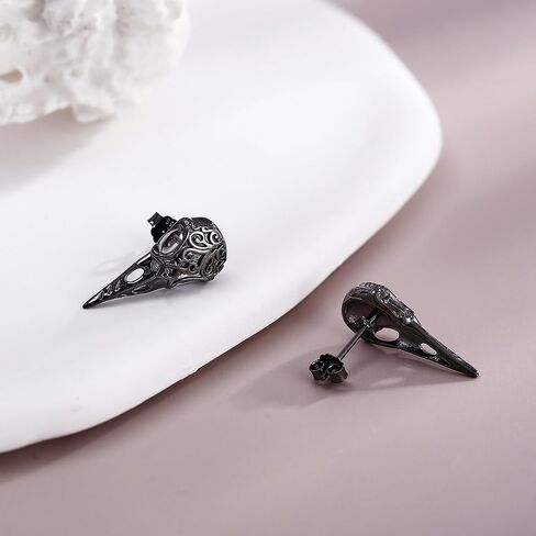 Viking Raven Earrings Sterling Silver Raven Skull Stud Earrings Norse Viking Jewelry Gifts for Women Men in Saudi Arabia
