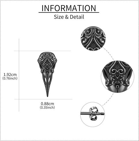Viking Raven Earrings Sterling Silver Raven Skull Stud Earrings Norse Viking Jewelry Gifts for Women Men in Saudi Arabia