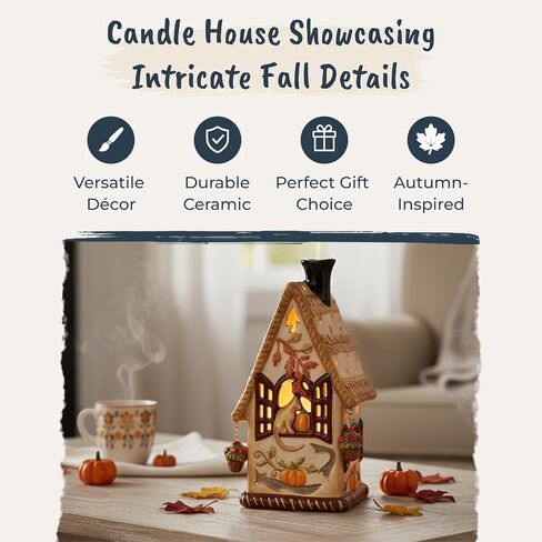 Blue Sky Clayworks Autumn Candle House, Ceramic, Home Decor Accents in Saudi Arabia