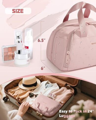 Travel Toiletry Bag for Women, Waterproof Makeup & Cosmetic Organizer with Leakproof Pockets for Bathroom or Vanity Use, Pink in Saudi Arabia