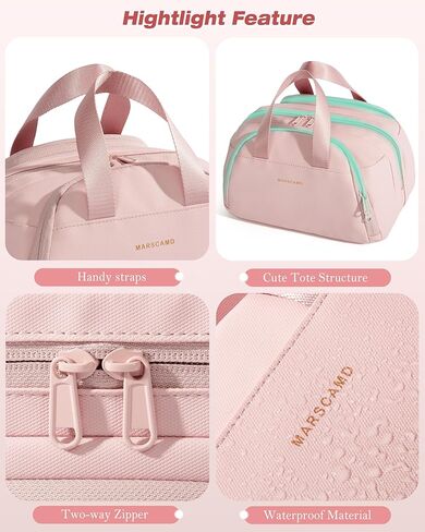 Travel Toiletry Bag for Women, Waterproof Makeup & Cosmetic Organizer with Leakproof Pockets for Bathroom or Vanity Use, Pink in Saudi Arabia
