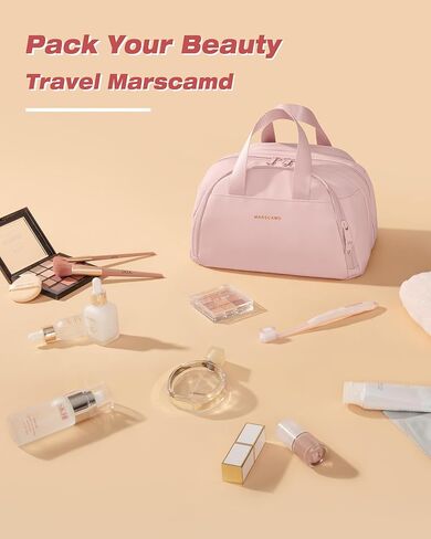 Travel Toiletry Bag for Women, Waterproof Makeup & Cosmetic Organizer with Leakproof Pockets for Bathroom or Vanity Use, Pink in Saudi Arabia