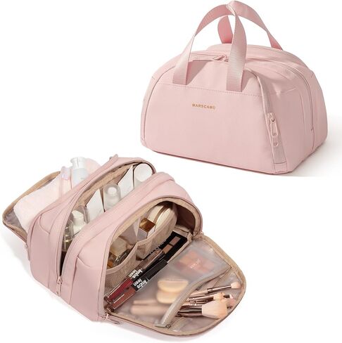 Travel Toiletry Bag for Women, Waterproof Makeup & Cosmetic Organizer with Leakproof Pockets for Bathroom or Vanity Use, Pink in Saudi Arabia