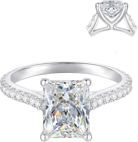 14K White Gold 4-Prong 3.0 CT Radiant Cut Moissanite Engagement Rings in Kuwait