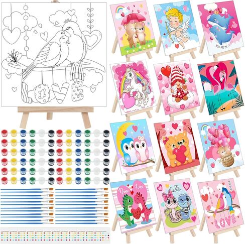 12 مجموعة من القماش المرسوم مسبقًا من Tenceur لطلاء الطلاء الخاص بك، مجموعة قماشية مصممة للتلوين، لوحات قماشية مرسومة مسبقًا مع دهانات وفرش للأطفال البالغين (زهرة) in Kuwait