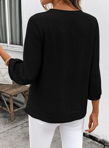 SHEWIN Women Smocked Neck Tops 3/4 Sleeve Loose Fit Shirts Business Dressy Cuasal 2026 in Saudi Arabia