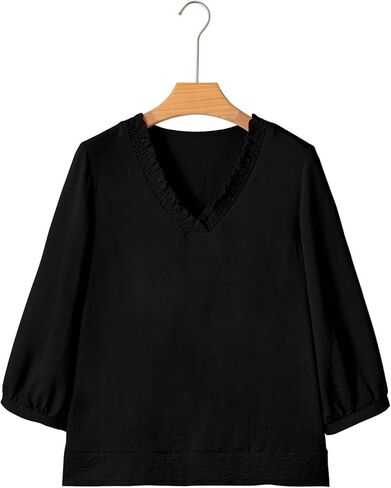 SHEWIN Women Smocked Neck Tops 3/4 Sleeve Loose Fit Shirts Business Dressy Cuasal 2026 in Saudi Arabia