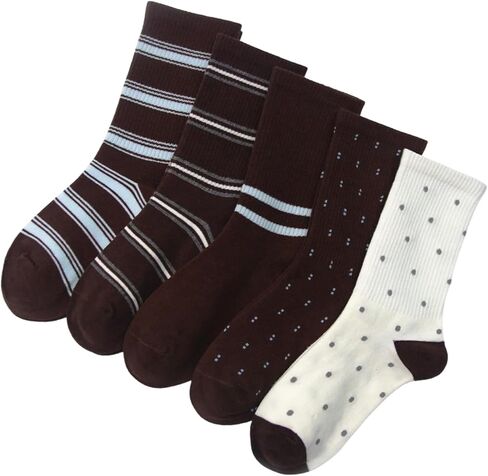 Wdirara Women's 5 Pairs Pattern Socks Vintage Comfy Crew Crew Socks in Kuwait