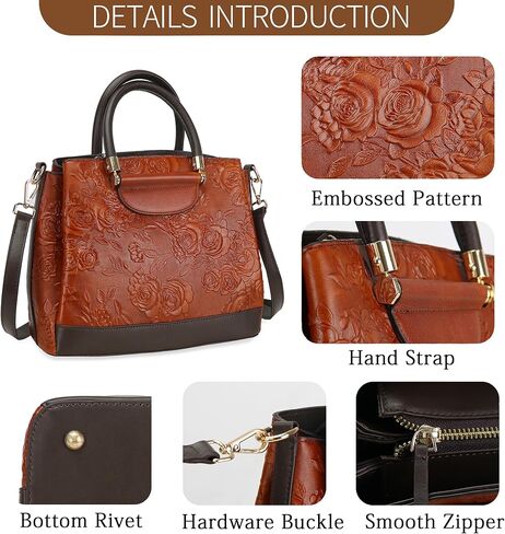 Crossbody Bag For Women Leather Shoulder Bag Purse and Handbag Tote Bag Medium Satchel Vintage Embossing Pattern in Saudi Arabia