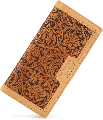 Montana West Wallet for Men Western Tooling Floral Leather Wallet Large Capacity Mens Slim Bifold Wallets with ID Window in Saudi Arabia