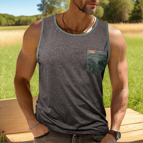 Men's Workout Sleeveless Shirts Muscle Shirt Gym Fitness Beach Tank Tops in Saudi Arabia