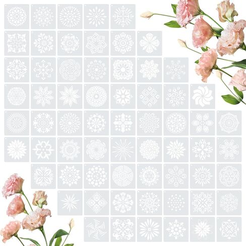 65 Pcs 4 Inch Plastic Painting Stencils Reusable Letters Numbers and Symbols Stencil Art Crafts Interlocked Drawing Templates Set for Wood, Walls, Fabrics, Rocks in Saudi Arabia