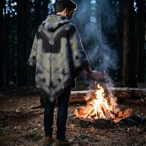 Wool Poncho (Black Grey) in Saudi Arabia