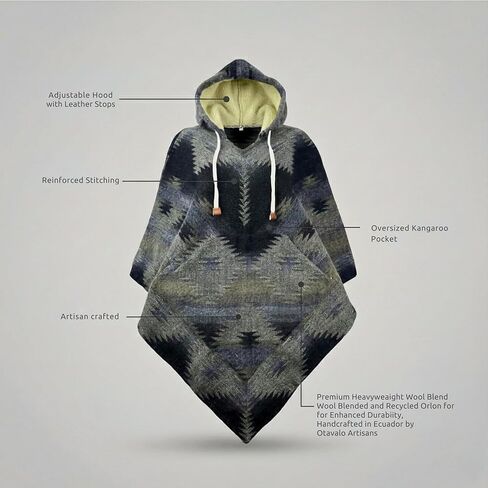 Wool Poncho (Black Grey) in Saudi Arabia