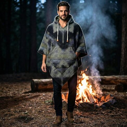 Wool Poncho (Black Grey) in Saudi Arabia