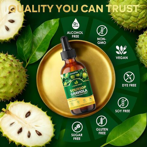 Soursop Bitters Liquid with Sea Moss, Moringa, Turmeric, Black Seed Oil, Oregano, Ashwagandha for Cell Support, Immune Boost - Soursop Graviola Liquid Drops Natural Flavor, 2 Fl Oz in Saudi Arabia