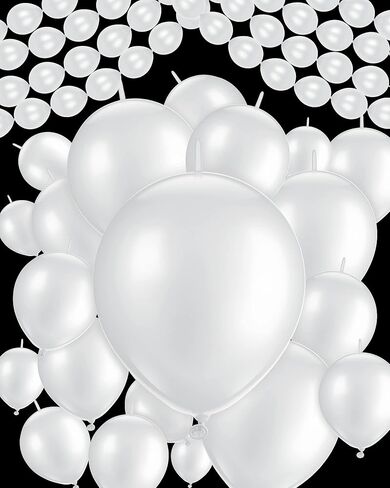 Leitee 160 Pcs Link Balloon 12 Inch 6 Inch Linking Balloons Quick Linkable Needle Tail Latex Balloons for Christmas Birthday Happy New Year Party Wedding Graduation Arch Decors (Metallic Gold) in Kuwait