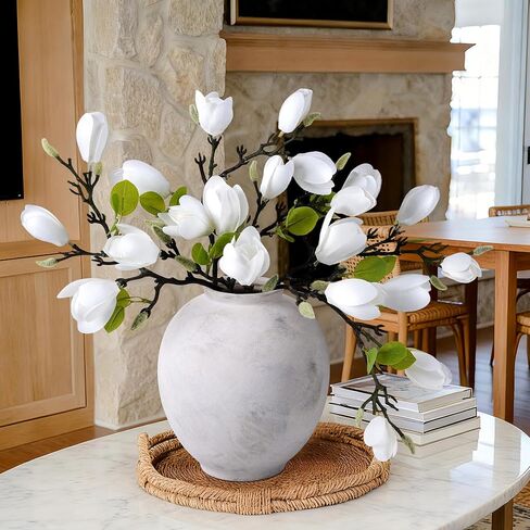Ivydale Artificial Magnolia Flowers Stems, 5PCS White Fake Flowers Buds, 26" Flora Branches Home Decor for Tall Vase Realistic Table Centerpiece Indoor Decoration(No Pot) in Saudi Arabia