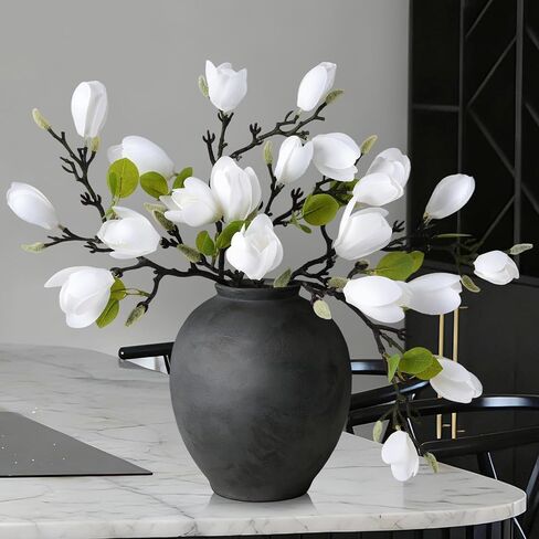 Ivydale Artificial Magnolia Flowers Stems, 5PCS White Fake Flowers Buds, 26" Flora Branches Home Decor for Tall Vase Realistic Table Centerpiece Indoor Decoration(No Pot) in Saudi Arabia