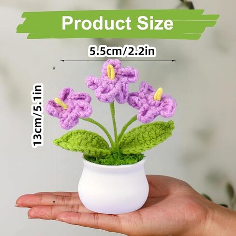 Crochet Flower Bouquet,Forget Me Not Flowers Pot Crocheted Flowers for Women Mom Wife, Perfect for Home Decorations Office Desk in Saudi Arabia