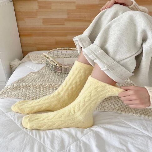 5Pair Women Winter Socks Mid-Calf Fleece-Lined Twist Pattern Soft Socks Christtmas Gift in Saudi Arabia
