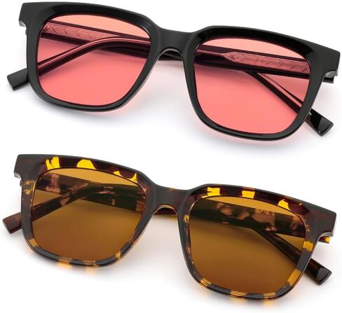 2 Pack Indoor Fluorescent-41 Pink & Outdoor Fluorescent-60 Brown Tinted Migraine Light Sensitivity Glasses for Photophobia, Fluorescent LED Glare and Computer,Two Pairs Protective Eyewear in Saudi Arabia