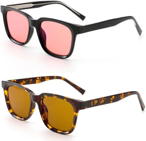 2 Pack Indoor Fluorescent-41 Pink & Outdoor Fluorescent-60 Brown Tinted Migraine Light Sensitivity Glasses for Photophobia, Fluorescent LED Glare and Computer,Two Pairs Protective Eyewear in Saudi Arabia