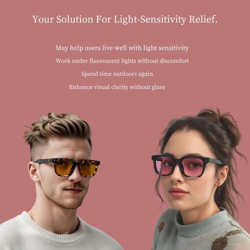 2 Pack Indoor Fluorescent-41 Pink & Outdoor Fluorescent-60 Brown Tinted Migraine Light Sensitivity Glasses for Photophobia, Fluorescent LED Glare and Computer,Two Pairs Protective Eyewear in Saudi Arabia