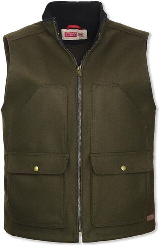 Stormy Kromer The Steelhead Wool Vest for Men, Olive, Large, 6-Pocket Design, Fleece-Lined Collar, Antique Brass Hardware, Cut and Sewn in USA with Globally Sourced Materials in Saudi Arabia