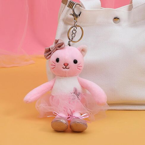 Plush Keychain Animal Cat Kitten Key Chains for Backpack Ornaments Bag Pendants in Saudi Arabia
