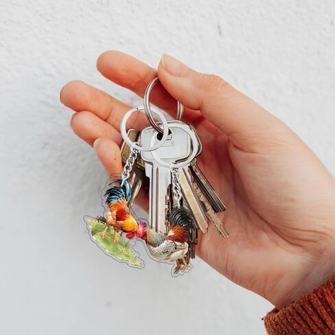 12Pcs Acrylic Rooster Chicken Keychains Chicken Birthday Decoration Farm Animals Party Gifts Rooster Key Ring for Purse Bags Pets Lover Farm Animals Baby Shower Birthday Decors Party Supplies in Saudi Arabia