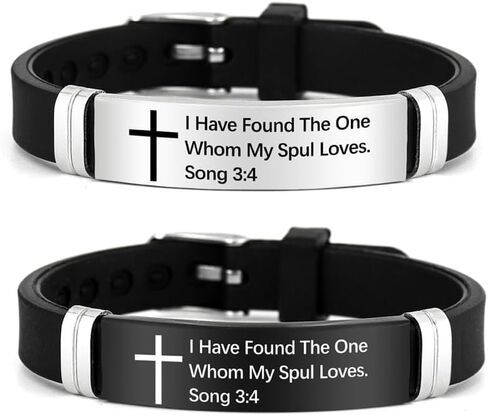 2Pcs Cross Bracelet with Bible Verse,Inspirational Quote Wristband Adjust Silicone Band Scripture Bracelets Faith Inspirational Baptism Gift Daily Reminder Jewelry for Men Women Couples in Saudi Arabia