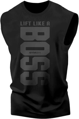 Lift Like A Boss Graphic Fitness Tank, Sleeveless Bodybuilding Athletic Top in Saudi Arabia