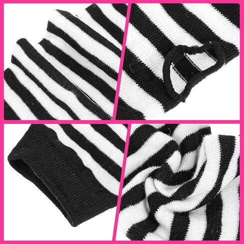 زوجان من تدفئة الذراع المخططة، قفازات تدفئة الذراع المحبوكة المخططة على الطراز القوطي البانك بدون أصابع، قفازات Harajuku Kawaii الدافئة القابلة للتمدد منسوجة للنساء والرجال في المكاتب والكتابة على الكمبيوتر in Kuwait