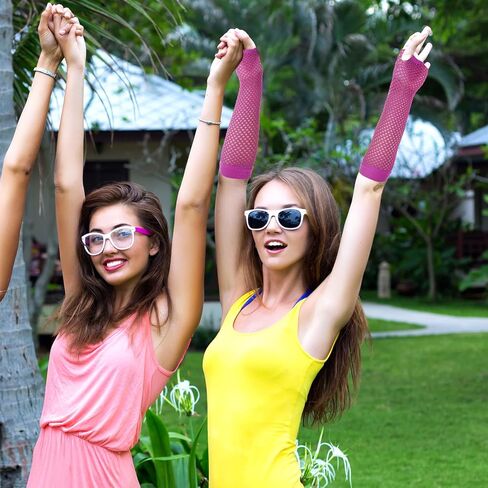 6 Pairs Fish Net Arm Sleeves Fishnet Gloves Fingerless For Women Long Arm Fishnets Sleeves Fish Net Arm Sleeve 80s Party Costume Accessories Supplies In Black Blue Neon Green Hot Pink Orange Purple in Saudi Arabia