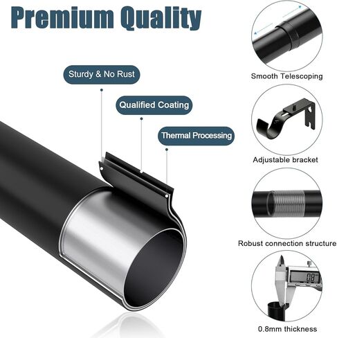 Curtain Rods for Windows 28" to 48", Single Window Rods 1" Diameter Drapery Telescoping, Adjustable Heavy Duty Curtain Rod with Brackets in Saudi Arabia