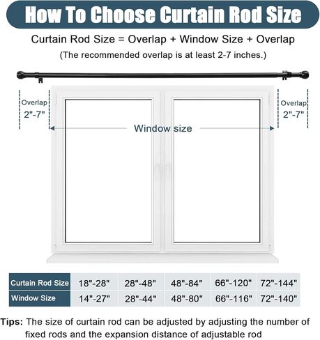 Curtain Rods for Windows 28" to 48", Single Window Rods 1" Diameter Drapery Telescoping, Adjustable Heavy Duty Curtain Rod with Brackets in Saudi Arabia